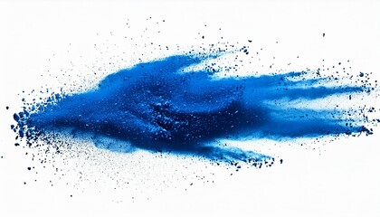 Wall Mural - blue chalk and dust flying, effect explode isolated on white background