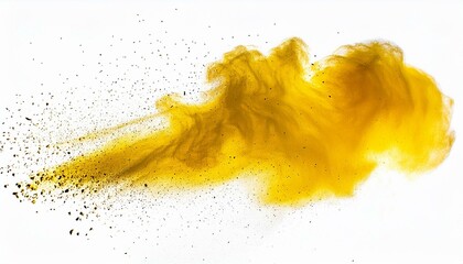 Wall Mural - yellow chalk and dust flying, effect explode isolated on white background