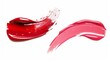Red and pink gloss lipstick texture smear for makeup design. Realistic modern illustration set of lip liquid cosmetic or cream nail polish stain smudges.