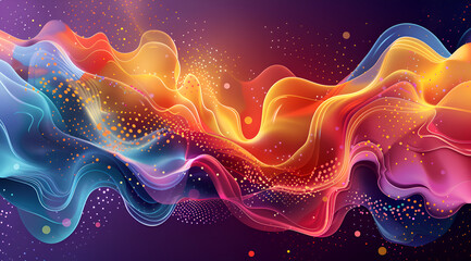 Wall Mural - A colorful, swirling line of paint with a blue, red, and yellow stripe. The colors are vibrant and the line appears to be moving. Generative AI