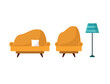 A set of modern furniture in various styles and options. bright modern sofas. Vector illustration.