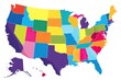 Colorful map of the United States with each state colored in different vibrant colors