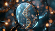 © Prasanth - A magnifying glass over double helix DNA