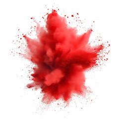 Abstract texture of exploding powder colorful red color. isolated on transparent background With clipping path. cut out. 3d render