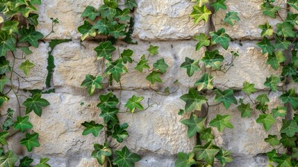 Wall Mural - The ivy on the facade of an antique building has leaves attached to it