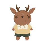 Fototapeta  - Cartoon deer. Colorful vector illustration, flat style. design for greeting cards, print, poster, baby shower