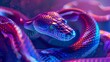 Holographic snake close-up in neon style