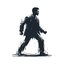 The Black Person. Black White Vector Logo Illustration