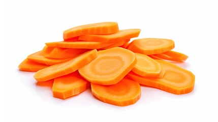 Fresh and tasty carrot slices isolated on white background.