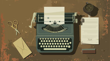 Composition With Vintage Typewriter Envelope Paper