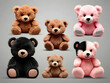 set of teddy bears with emotions bear, teddy, toy, animal, brown, soft, isolated, object, stuffed, fluffy, childhood,Ai generated 