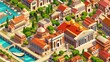 This is a parallax background of a cartoon cityscape of Ancient Rome. There are separate modern layers for the Capitol, basilica, Castrum, Medicorum, Harbor, Roman Amphitheater, forum, taberna and