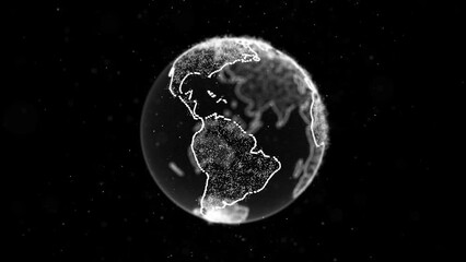 virtual planet earth with particles and lines. network connection big data. abstract technology blac