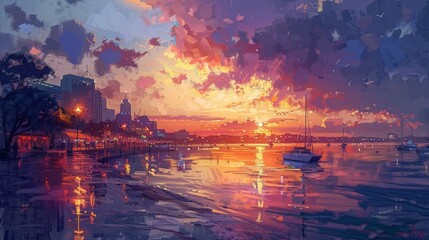 Wall Mural - Perth Australia vibrant city life with Indian Ocean sunsets