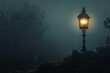 The flickering light of a lantern on a foggy night