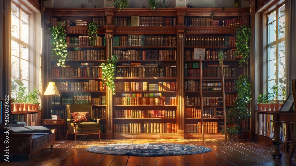 Knowledge Library Image World of knowledge. Library bookshelves in college. Beauty of learning ...