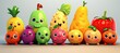 Group of toy fruits and vegetables sitting together