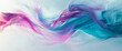 Whirls of aquamarine and fuchsia merging and melding together on a pristine white background, creating an abstract symphony of color and movement.