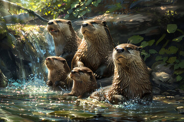 Poster - otter on the rock