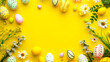 Yellow Colored Happy Easter Greeting Frame with Copy Space

