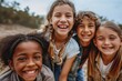 © Iigo - Portrait of a group of smiling children looking at camera in the park