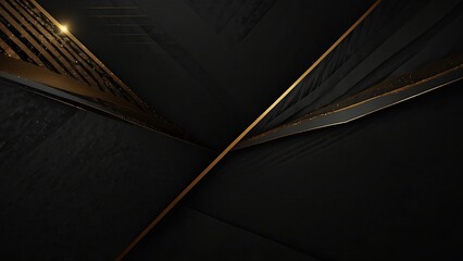 Wall Mural - Abstract black background with golden geometric lines. 3D render. Cover design