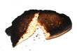 Very Burnt Bread Roll Torn or Cut in Half Toast Close Up Texture