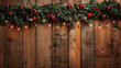 Christmas garland on wooden background --ar 169