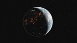 Fototapeta  - 4K Beautiful Sunrise over Earth. Realistic earth with night lights from space. High quality 3d animation.