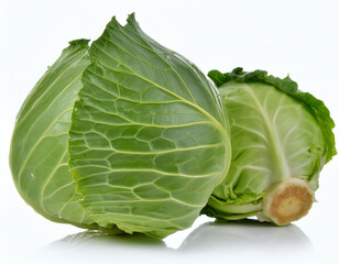 Wall Mural - green cabbage isolated on white background