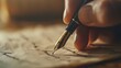 A close-up of a hand writing a heartfelt letter with a fountain pen.