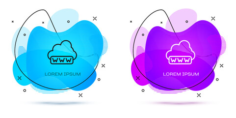 Line Software, web development, programming concept icon isolated on white background. Programming language and program code on screen laptop. Abstract banner with liquid shapes. Vector