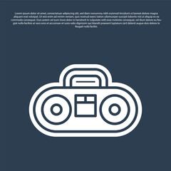 Poster - Blue line Home stereo with two speakers icon isolated on blue background. Music system. Vector