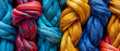 Rainbow colored Rope background represents diversity and strength, close up view.