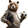 Aggressive brown bear in epic pose isolated on transparent and white background. Ideal for use in advertising. Generative ai

