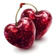 Fresh red cherry with water droplets isolated on transparent background PNG. Studio food
