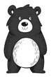 A black bear toy with a white belly on monochrome background
