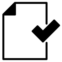 Poster - check file approve icon, file document checkmark icon