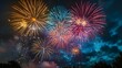 © Anastasiia - Sparkling fireworks illuminate the night sky to welcome . Concept New Year, Celebration, Festive, Fireworks Display, Night Sky