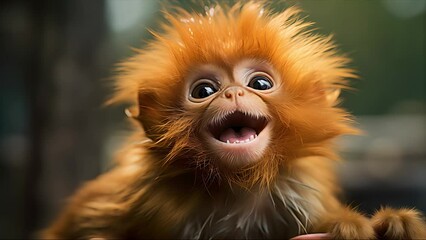 Wall Mural - cute happy macaque. created with generative ai.