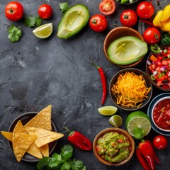 Wall Mural - Table With Bowls of Salsa and Tortilla Chips