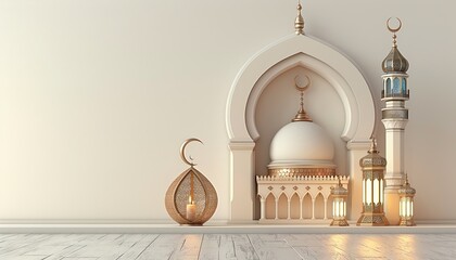 Sticker - Modern 3D greeting card Islamic holiday 