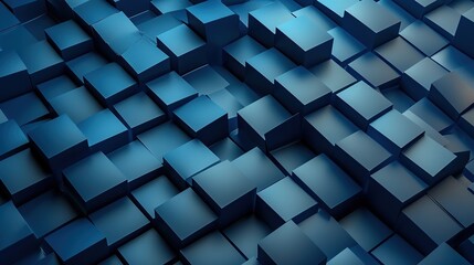 Wall Mural - Abstract blue cubic patterned background. AI Generative