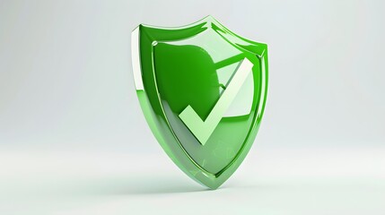 Wall Mural - cartoon 3d icon safety shield check mark perspective . green symbol security safety icon. checkmark 