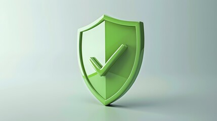 cartoon 3d Icon safety shield check mark perspective . green symbol security safety icon. Checkmark in minimalistic style. 3d vector illustration. white background