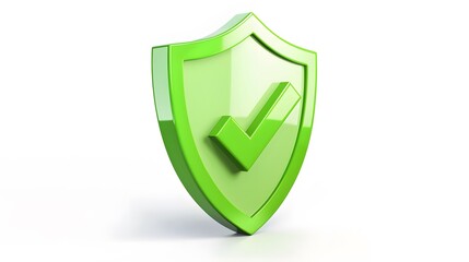 cartoon 3d Icon safety shield check mark perspective . green symbol security safety icon. Checkmark in minimalistic style. 3d vector illustration. white background