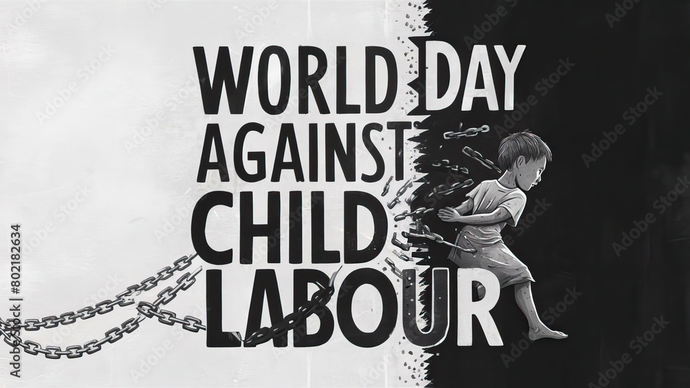 [BAA] å_ World day against child labour, Child labour post, vector ...