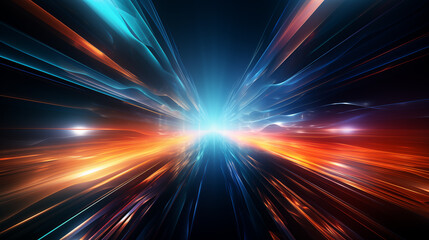 Abstract Warp Speed Effect in Blue and Orange Hues