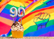 Birthday card with gay pride colors - Candle number 90