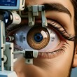Abstract eye exam equipment 